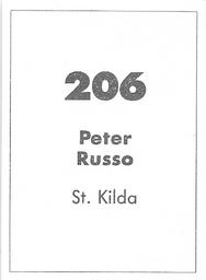 1990 Select AFL Stickers #206 Peter Russo Back